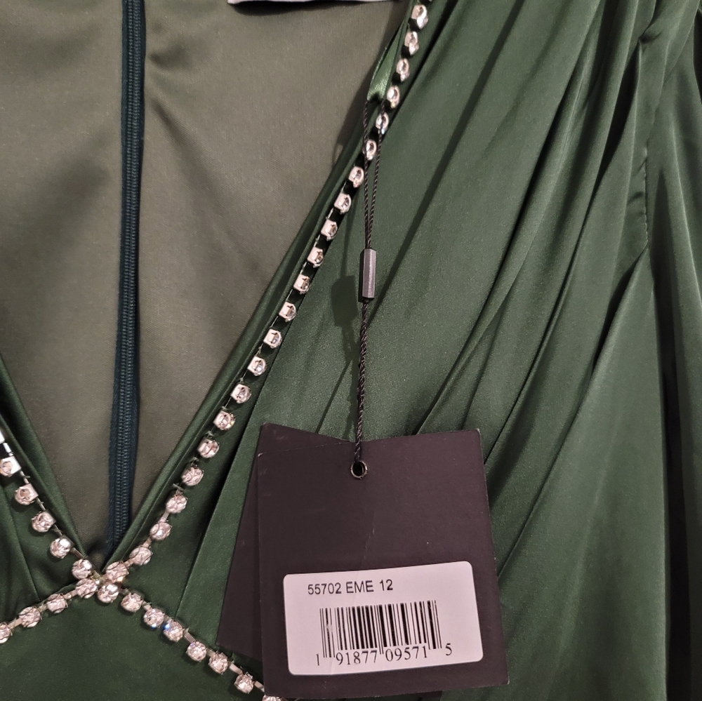 Mac Duggal Green Rhinestone Trim Gown - Picture 11 of 11